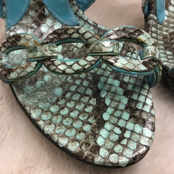 Dolce & Gabbana Blue Green Python Heels - Size 6 - Picture 3 of 7